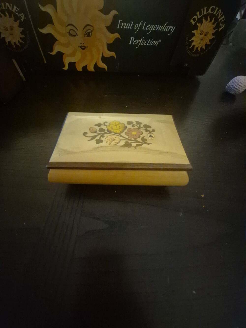Vintage Italian Wood Inlay Floral Music Box Trouna a Surriento